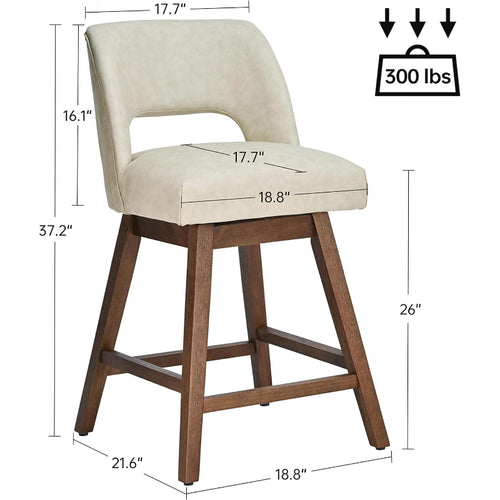 26" Faux Leather Swivel Bar Stools Set of 2