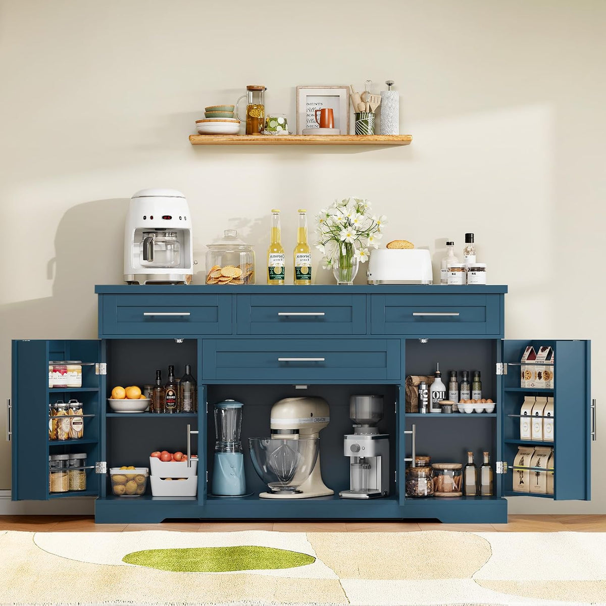 54" Blue Sideboard Cabinet with Storage