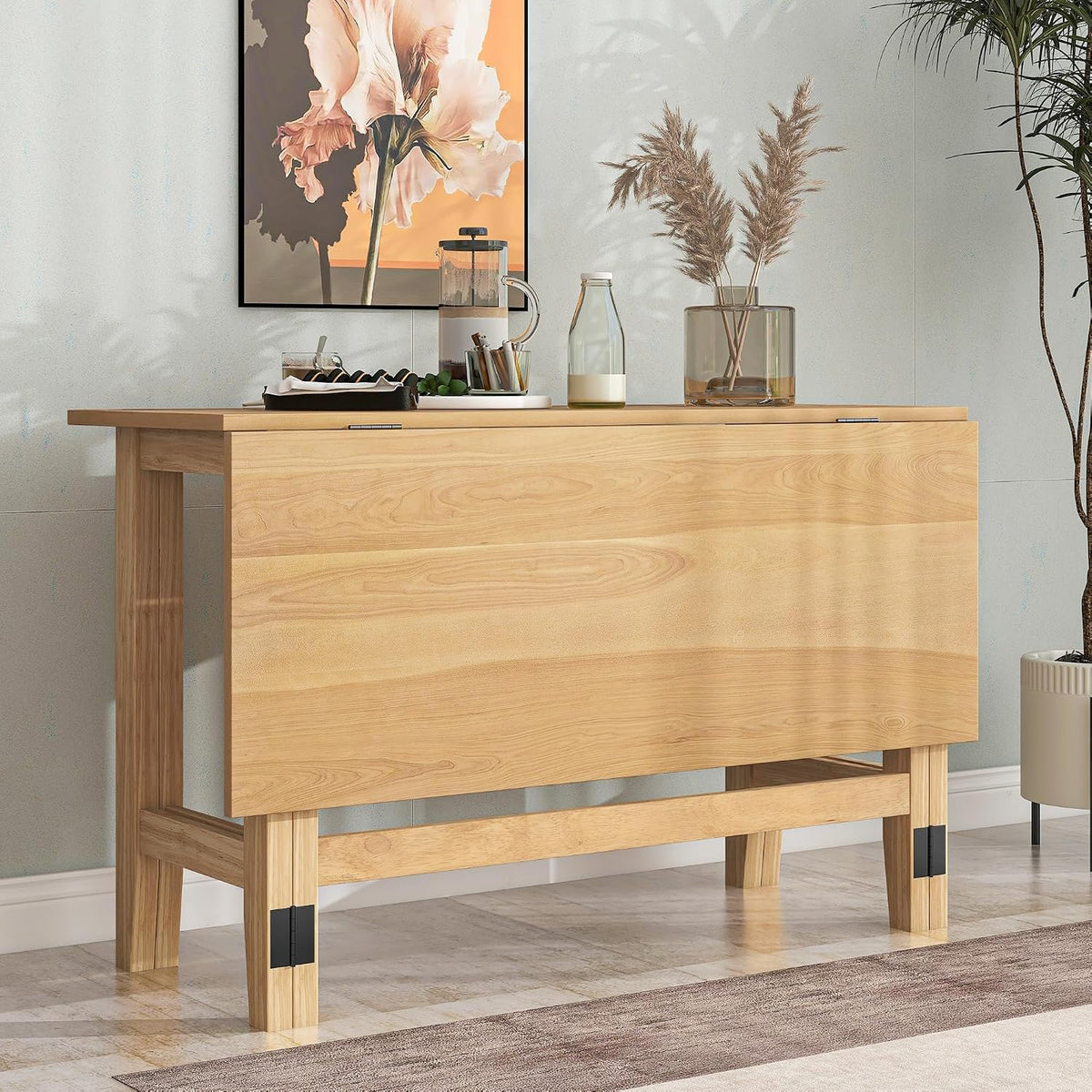 47" Natural Extendable Wooden Dining Table