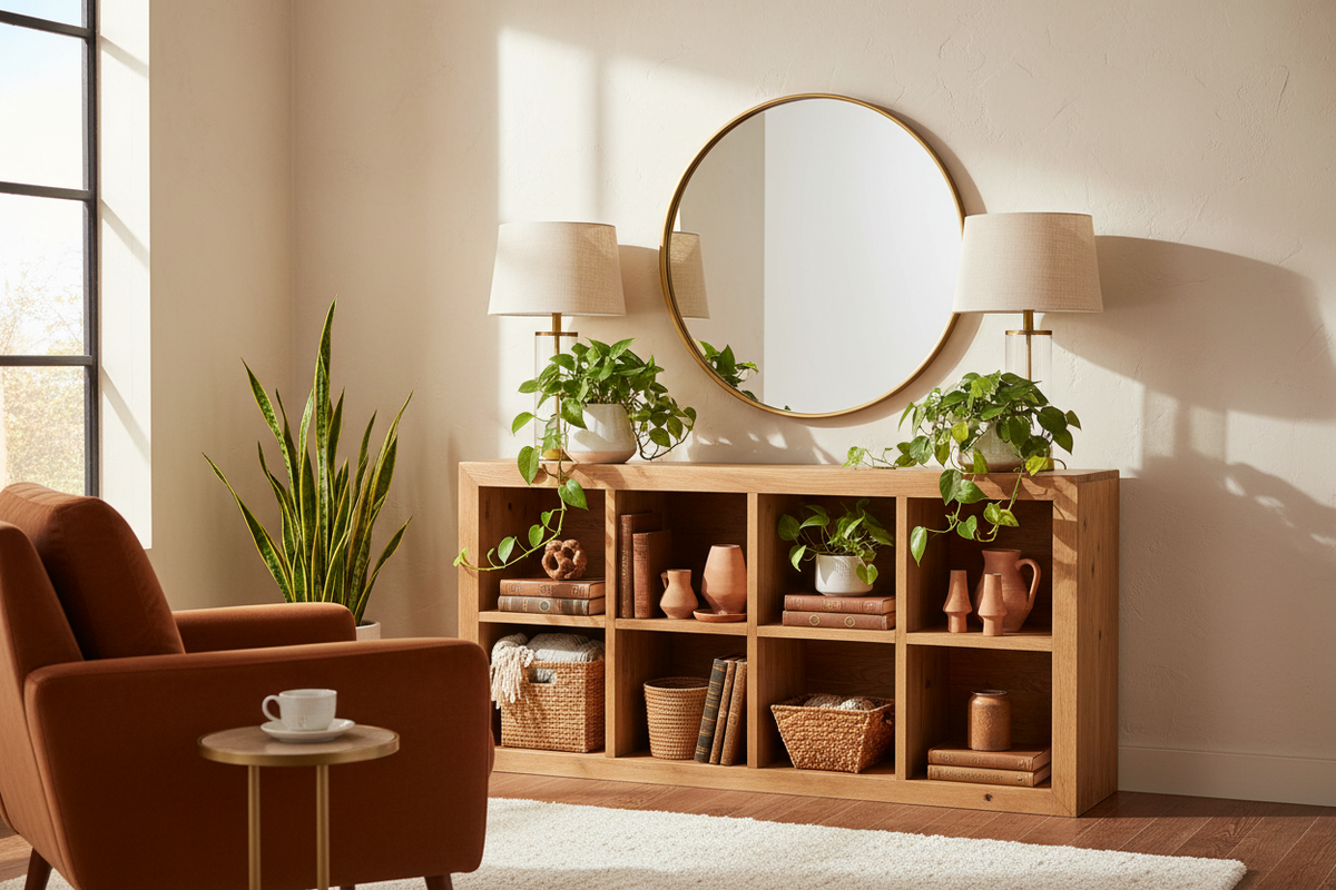 Multi-Cubby Open Sideboard Buffet