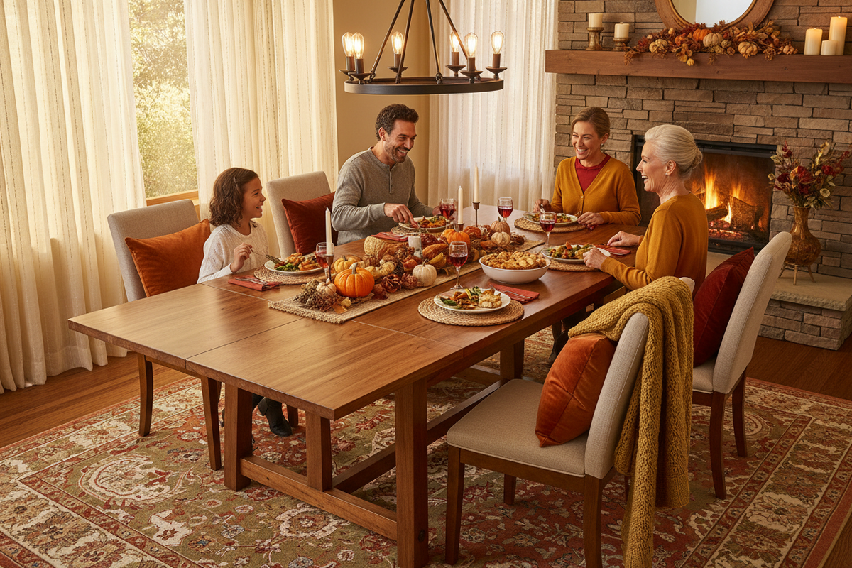 Rectangular Drop Leaf Wood Dining Table